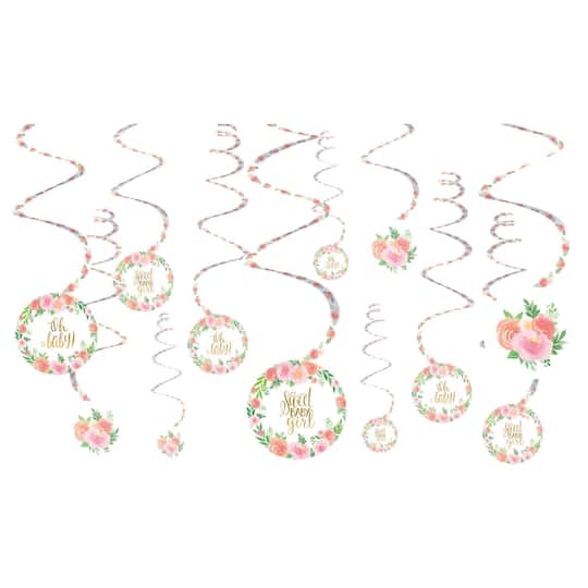 Floral Baby Shower Spiral Decorations Value Pack